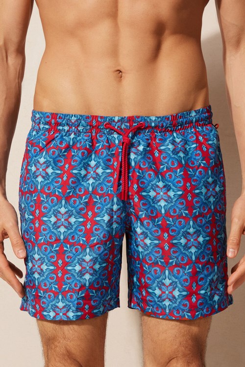 Intimissimi Red Moroccan Print Swim Trunks Blauw Rood | 64032EFWV