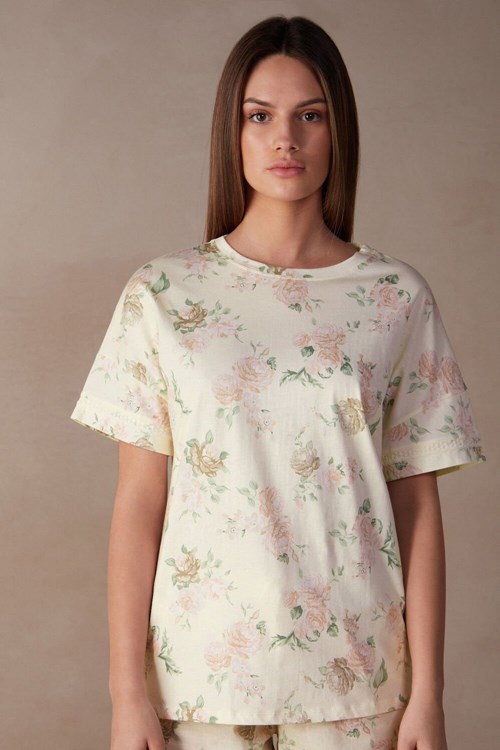 Intimissimi Scent of Roses Kort Sleeve Katoenen T-shirt Print - 205j - Scent Of Roses Print | 87432GUIS