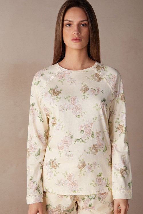 Intimissimi Scent of Roses Long Sleeve Katoenen T-shirt Print - 205j - Scent Of Roses Print | 43802DQFS