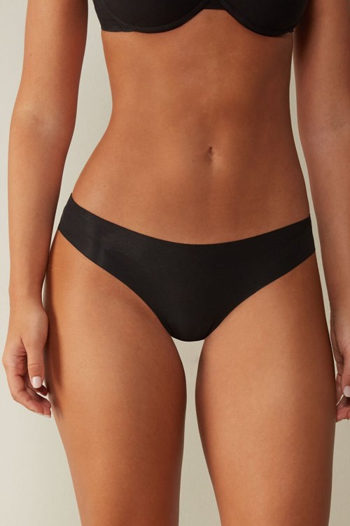 Intimissimi Seamless Supima® Katoenen Brazilian Panties Zwart | 76542ZNHF