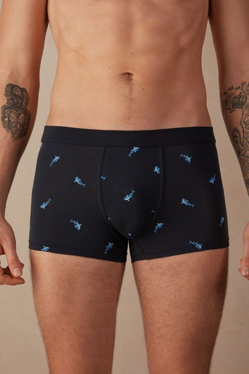 Intimissimi Shark Boxers in Natural Fresh Supima® Katoenen Blauw Blauw | 25714KNYB