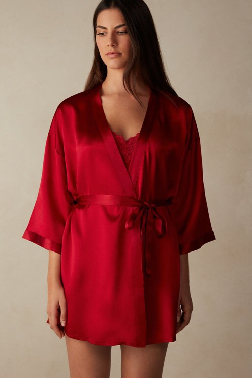 Intimissimi Silk Kimono Rood Rood | 53902SCTF