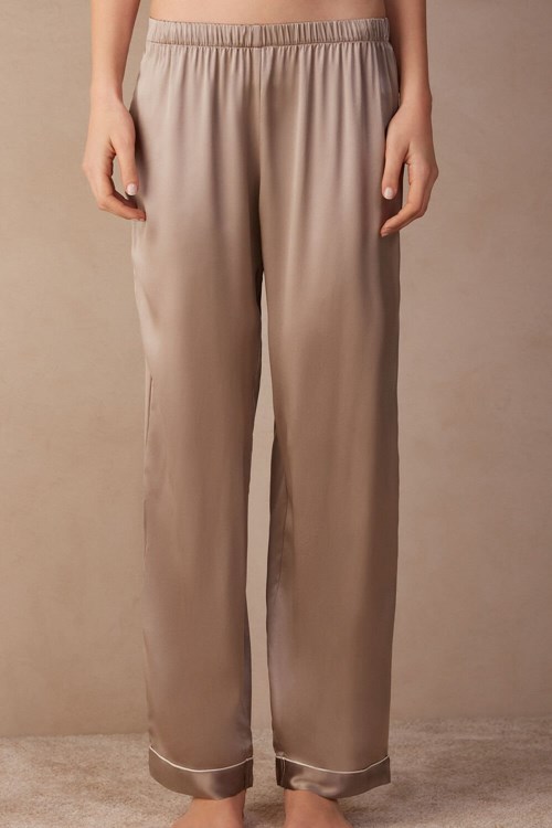 Intimissimi Silk Satin Pajama Pants Beige | 38742HWOY