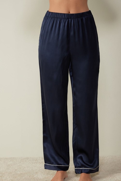 Intimissimi Silk Satin Pajama Pants Blauw Blauw | 39478IJVZ