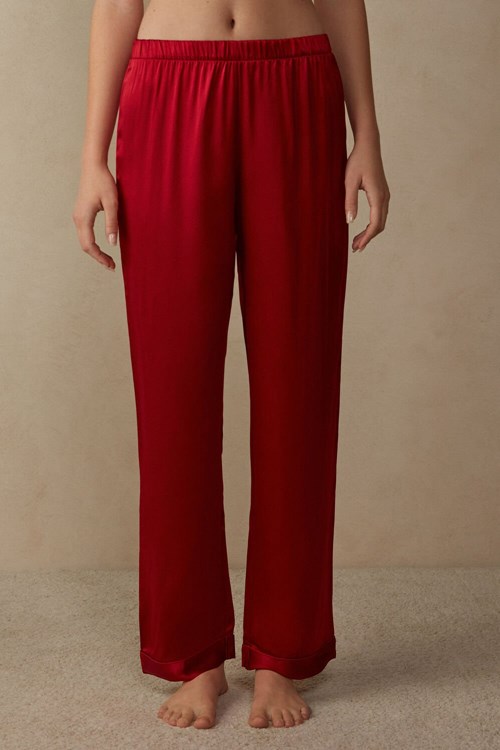 Intimissimi Silk Satin Pajama Pants Rood Rood | 98604VWSO