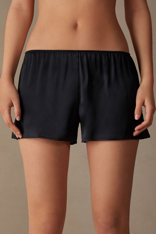 Intimissimi Smooth Silk-Satin Shorts Zwart Zwart | 62951BTCK