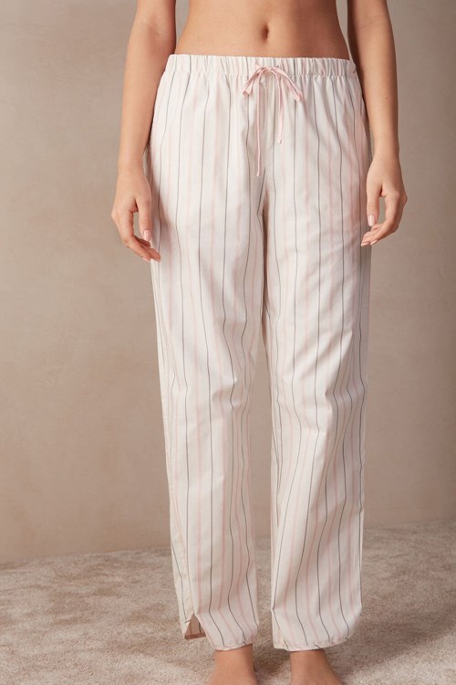 Intimissimi Soft Spring Full Length Katoenen Cloth Pants Wit Beige Roze | 38491EXSM