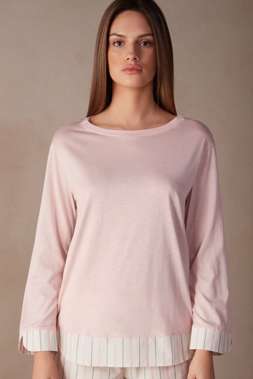 Intimissimi Soft Spring Long Sleeve Katoenen Top Roze Roze | 34761UYNT