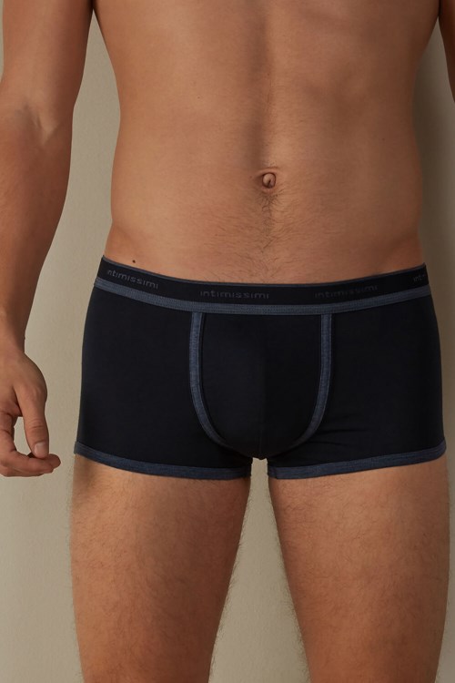 Intimissimi Stretch Supima® Katoenen Boxer Shorts with Logo Detail Blauw Blauw Blauw | 37280CXVA