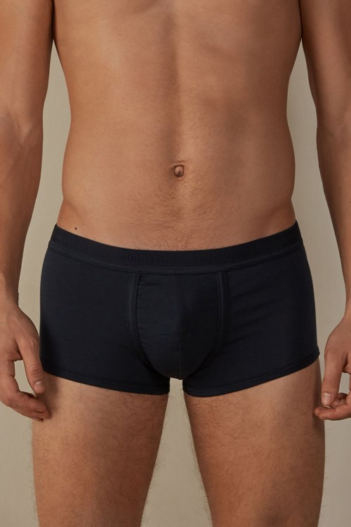 Intimissimi Stretch Supima® Katoenen Boxer Shorts with Logo Detail Blauw Blauw Blauw | 63052UIGJ