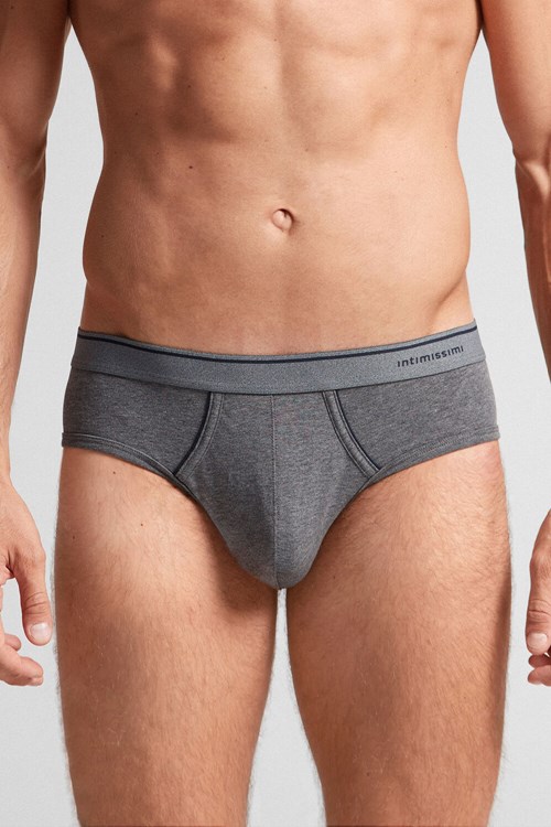 Intimissimi Supima Katoenen Briefs with Visible Elastic Donkergrijs Grijs Blauw | 25046IFZL