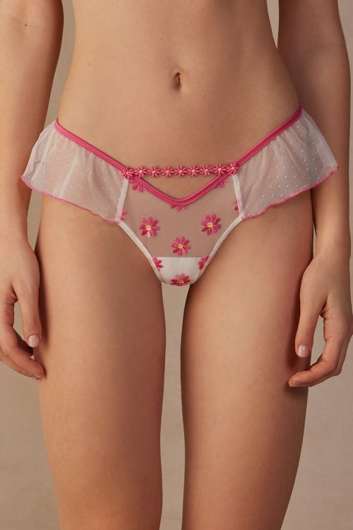 Intimissimi Sweet Like Daisies ‘80s Stijl Brazilian Wit Fuchsie Roze Wit | 32917TRFQ