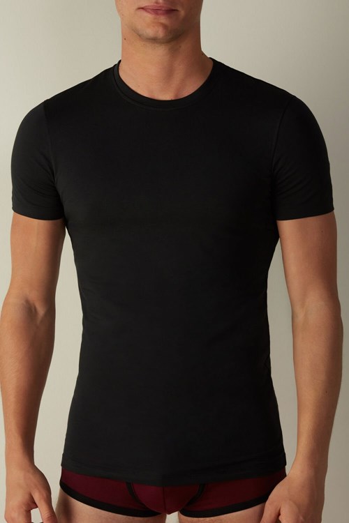 Intimissimi T-shirt in Stretch Supima® Katoenen Zwart Zwart | 24150RZCU