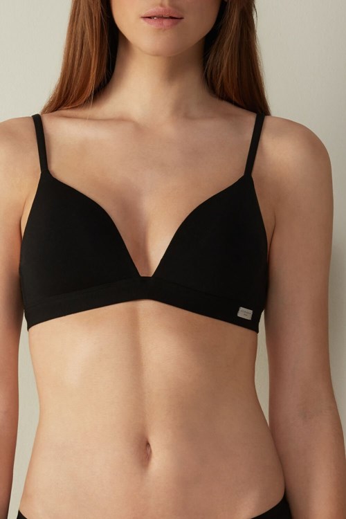 Intimissimi Tiziana Triangle Bra in Katoenen Zwart Zwart | 63492DOTN