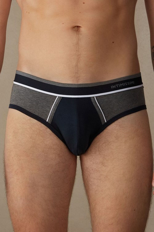 Intimissimi Two-Tone Stretch Supima® Katoenen Briefs Blauw Blauw Grijs | 61307GMDO