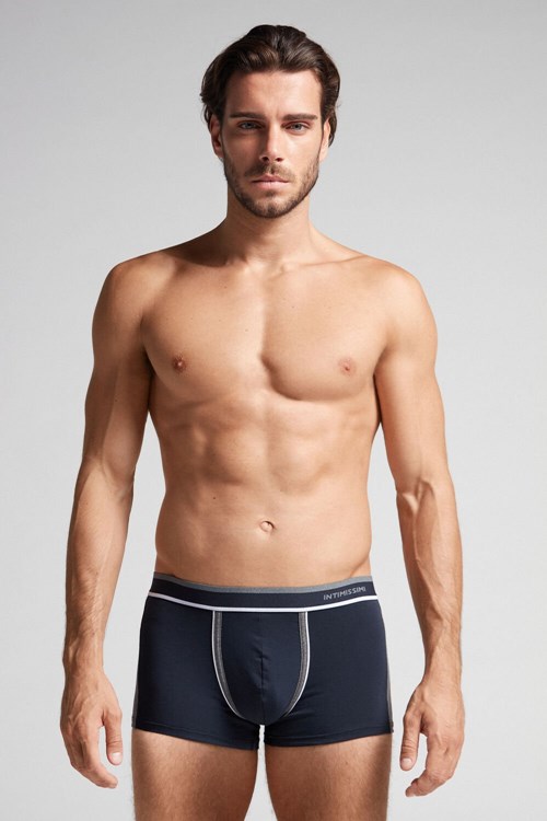 Intimissimi Two-tone Boxers in Stretch Supima® Katoenen Blauw Blauw Grijs | 73981HSCR