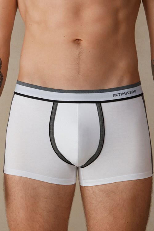 Intimissimi Two-tone Boxers in Stretch Supima® Katoenen Grijs Wit | 87426GFWP