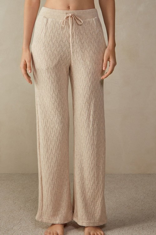 Intimissimi Winter Braid Full Length Jacquard Pants Beige | 45873VKLR