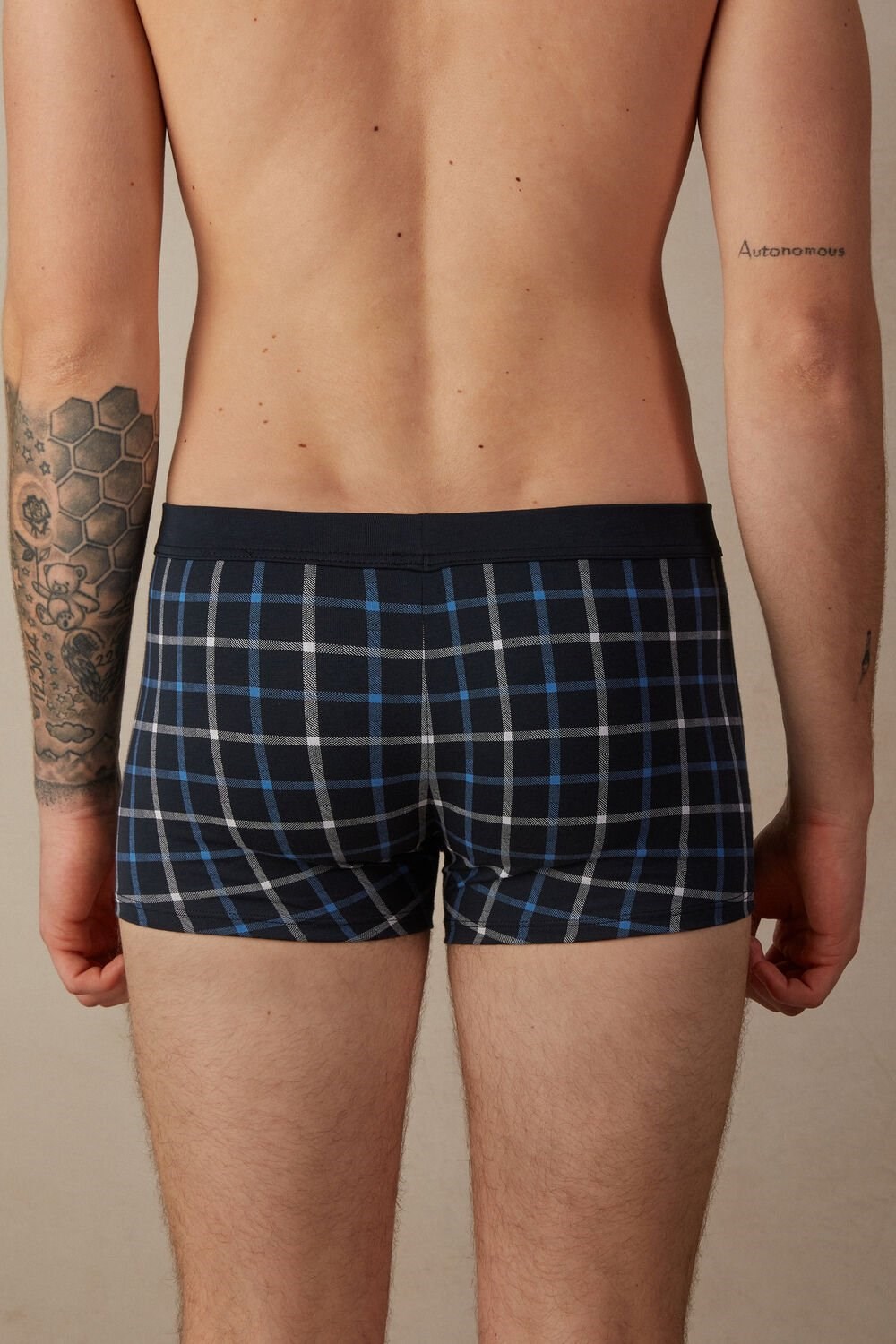 Intimissimi Blue Checkered Boxers in Stretch Supima® Katoenen Blauw Blauw | 10359LVEJ