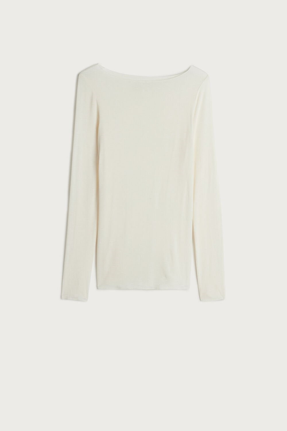 Intimissimi Boot Neck Modal Cashmere Ultralight Top Ivory - 231i - Vanilla | 28571IDEF