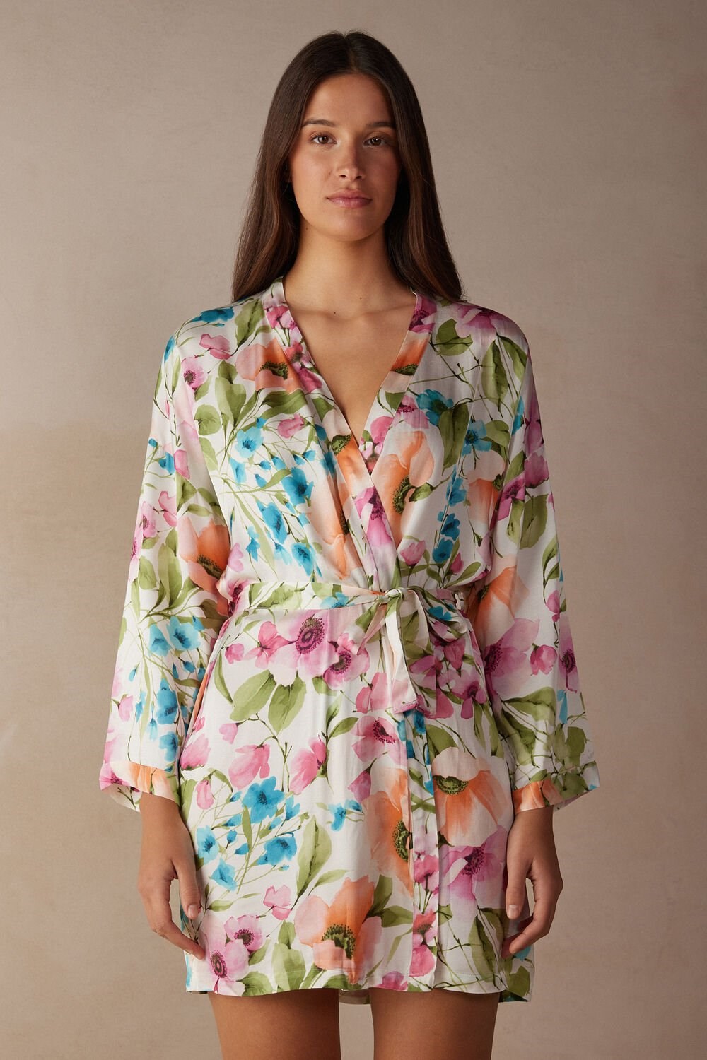 Intimissimi Botanical Lyrics Satin Kimono Print - 228j - Botanical Lyrics Print | 72891LKTZ