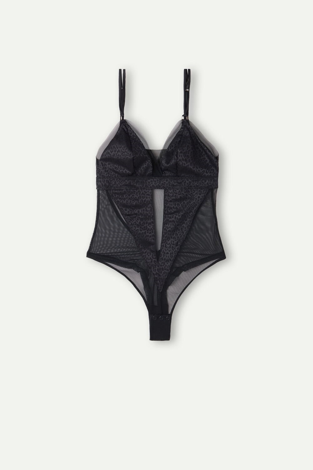 Intimissimi Cool Minimal Tulle and Satin Bodysuit Zwart Zwart | 15203RWTU