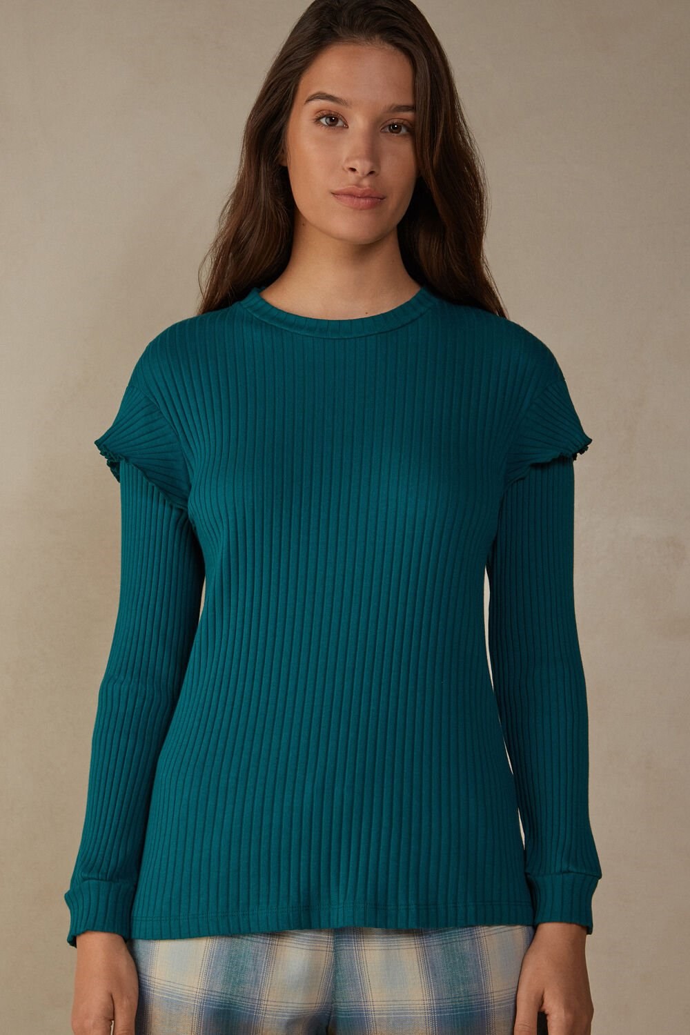 Intimissimi Cozy Mountains Long Sleeve Geribbeld Top Groen | 62071NQAS