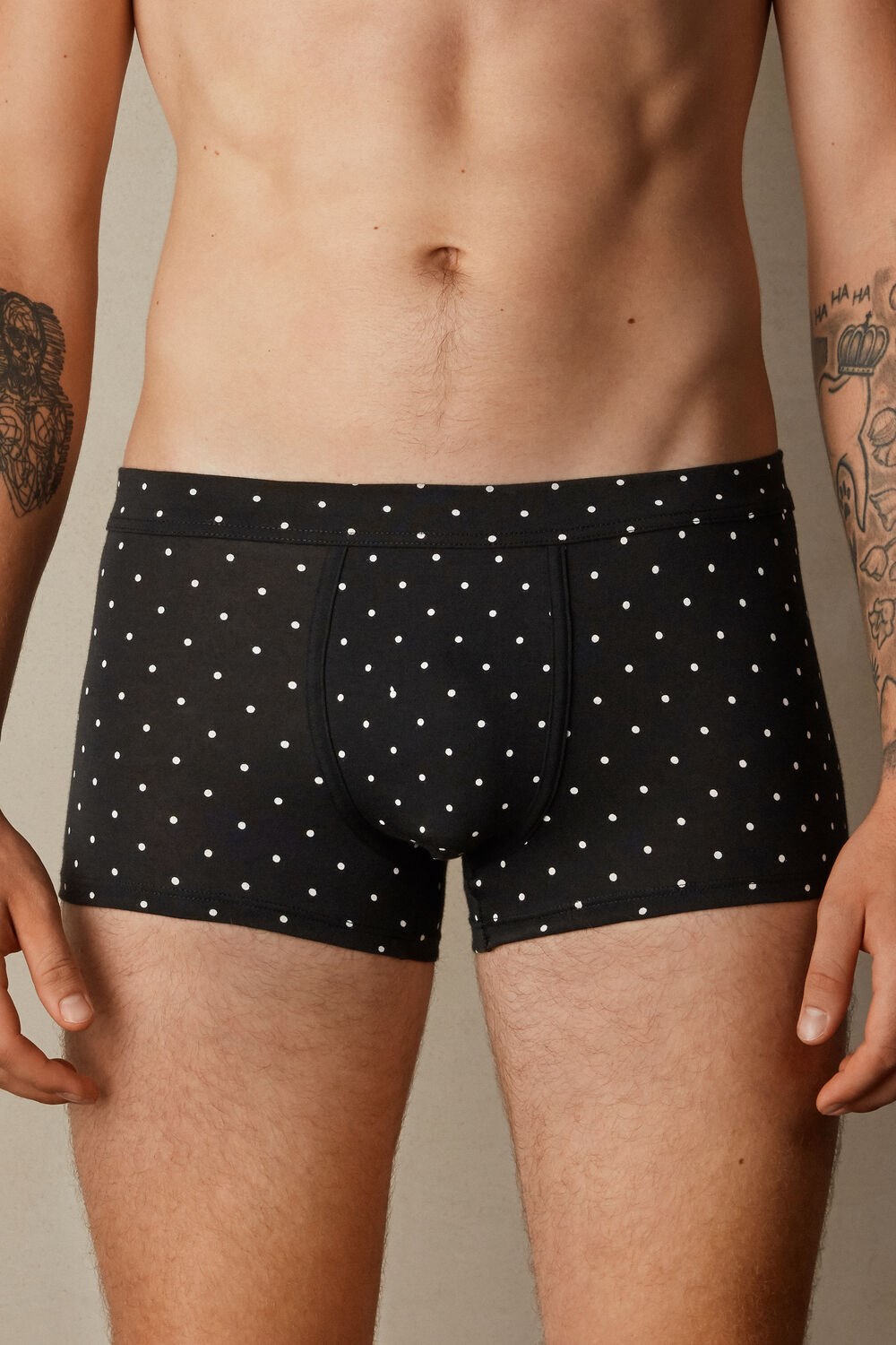 Intimissimi Dotted Boxers in Stretch Supima® Katoenen Zwart Zwart | 87459QCZM