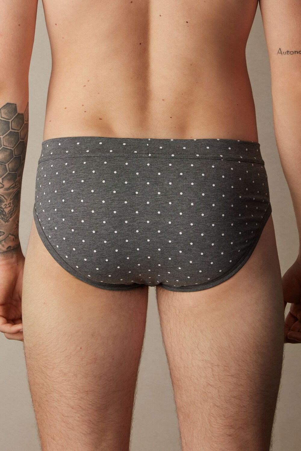 Intimissimi Dotted Briefs in Stretch Supima® Katoenen Grijs Grijs | 24610FPUC