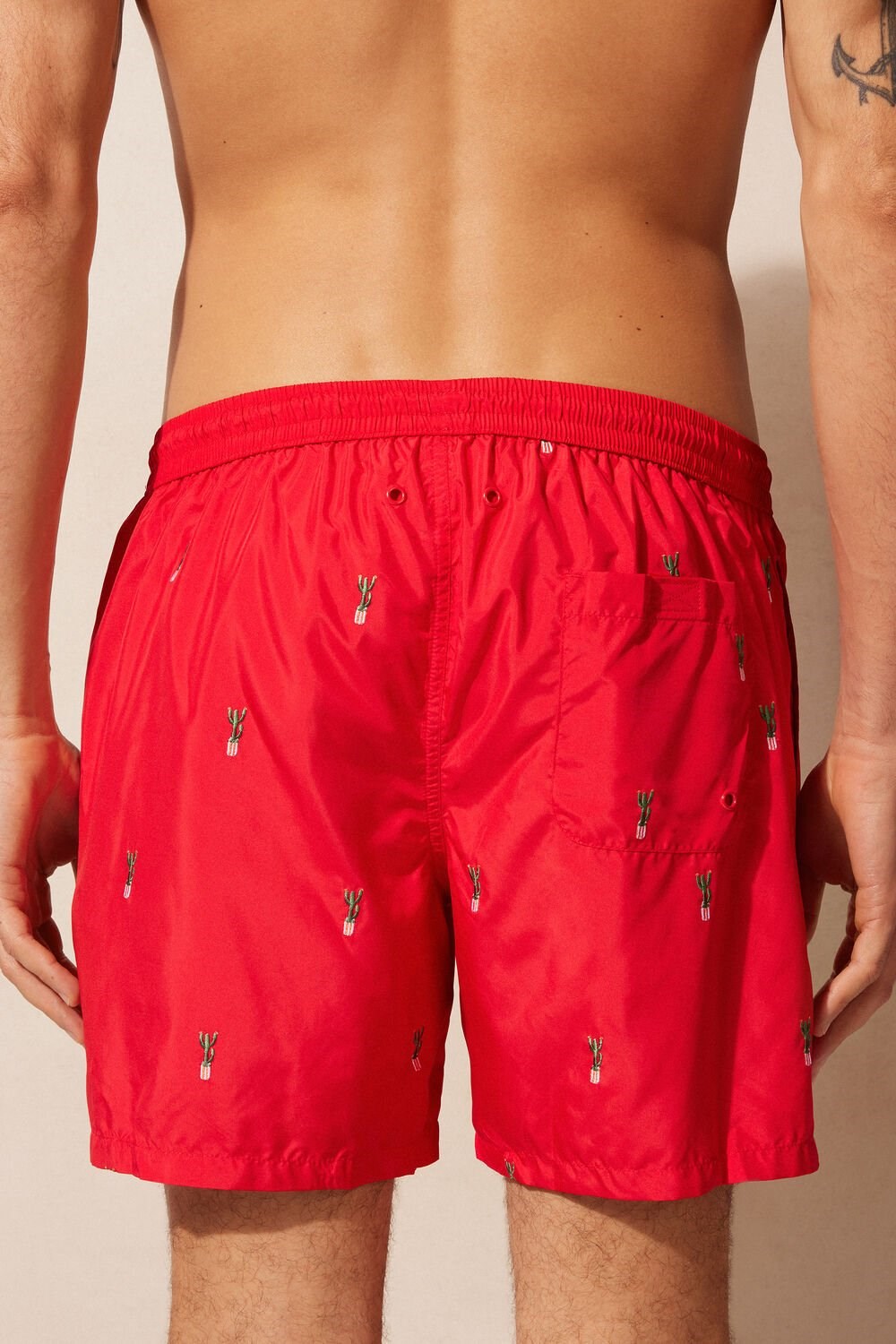 Intimissimi Embroidered Cactus Swim Trunks Rood | 51483YKAS