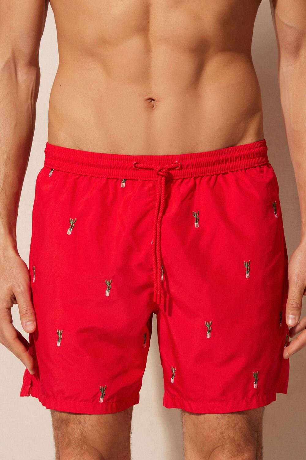 Intimissimi Embroidered Cactus Swim Trunks Rood | 51483YKAS