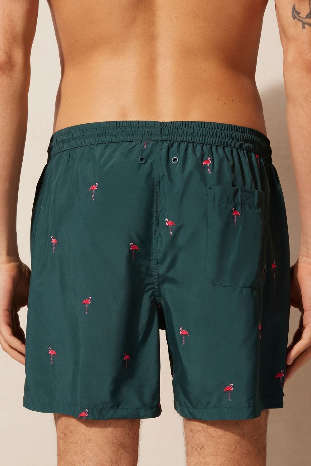 Intimissimi Embroidered Flamingo Swim Trunks Groen Donkergroen | 39247EJXB