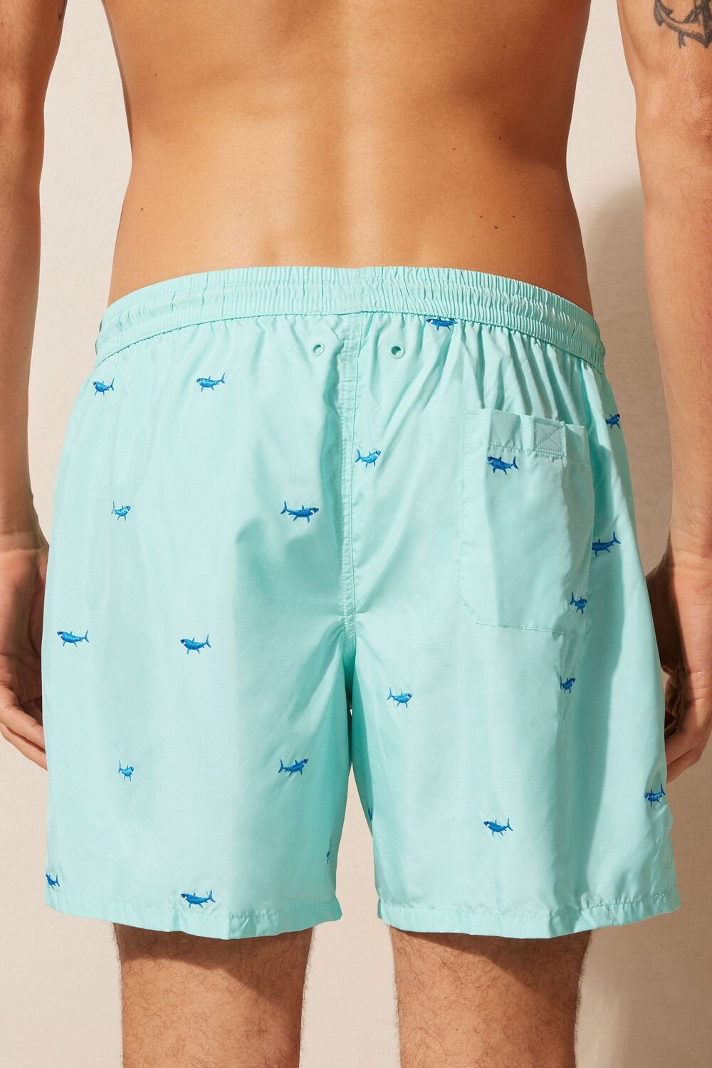 Intimissimi Embroidered Shark Swim Trunks Groen | 46103UXDI