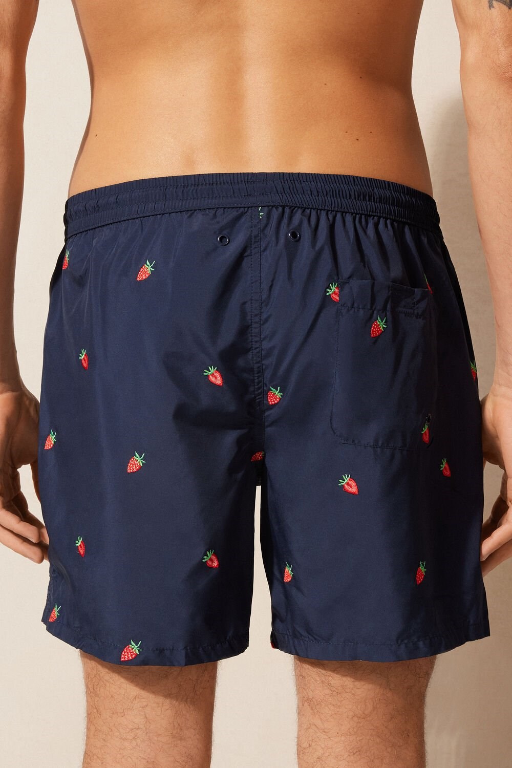 Intimissimi Embroidered Strawberry Swim Trunks Blauw Blauw | 53269THVK