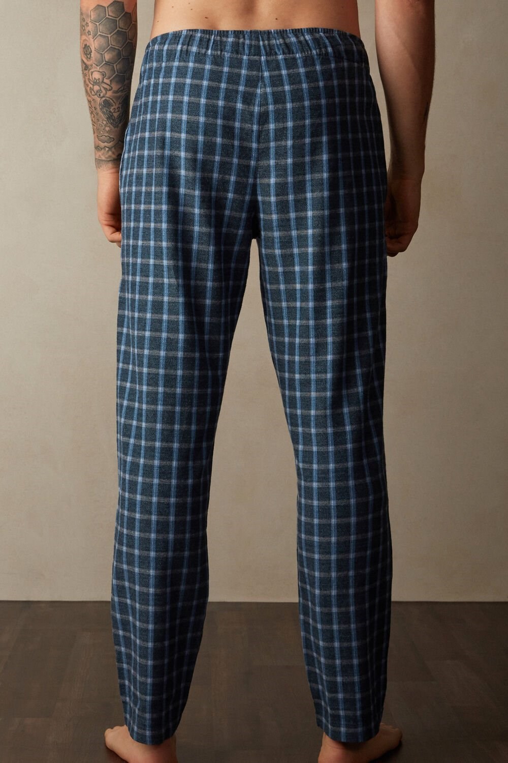 Intimissimi Full Length Pants in Check Patterned Brushed Cloth Blauw Blauw | 80269RUMK