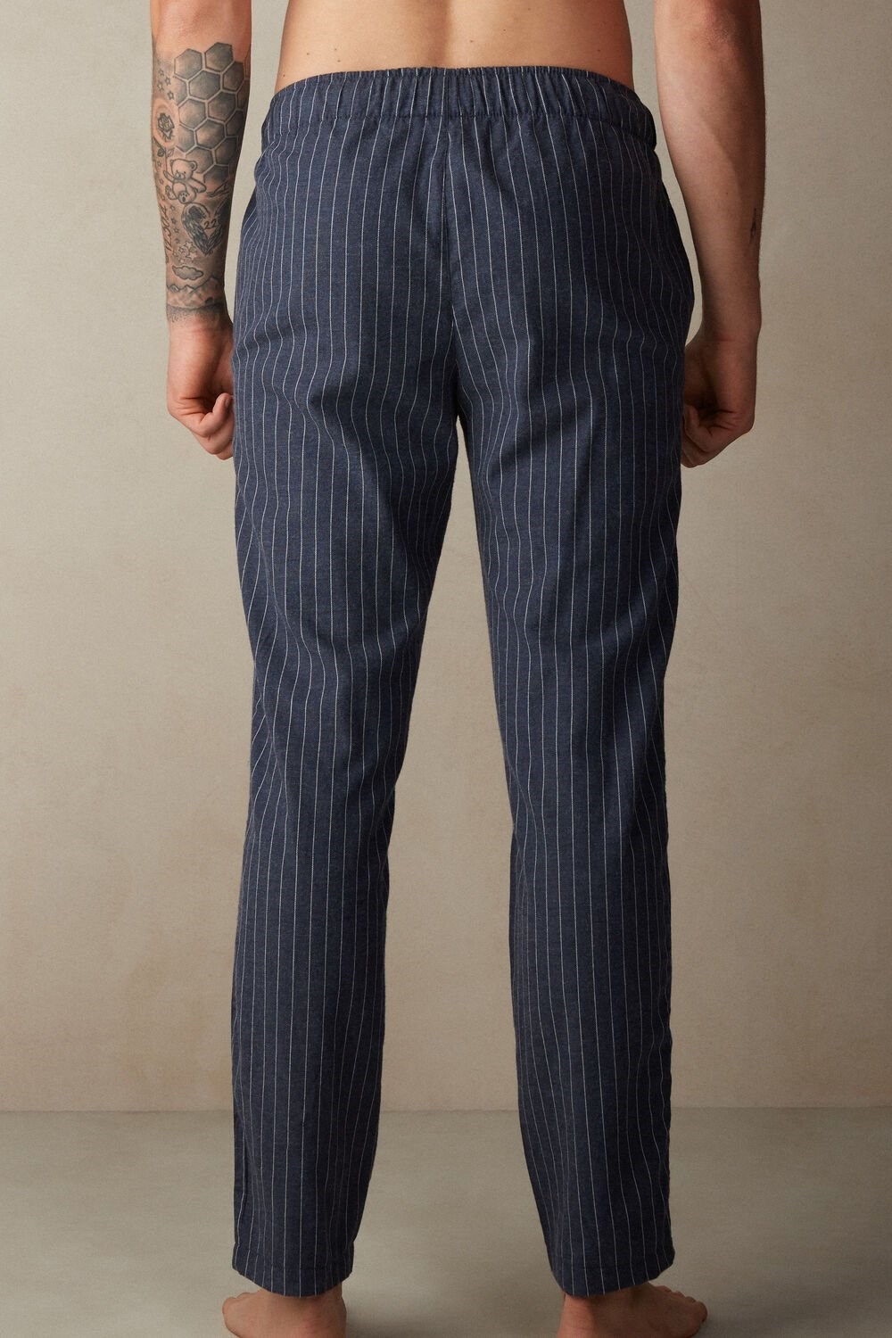 Intimissimi Full Length Pants in Denim Pinstripe Patterned Brushed Cloth Blauw Blauw | 13294KPTL