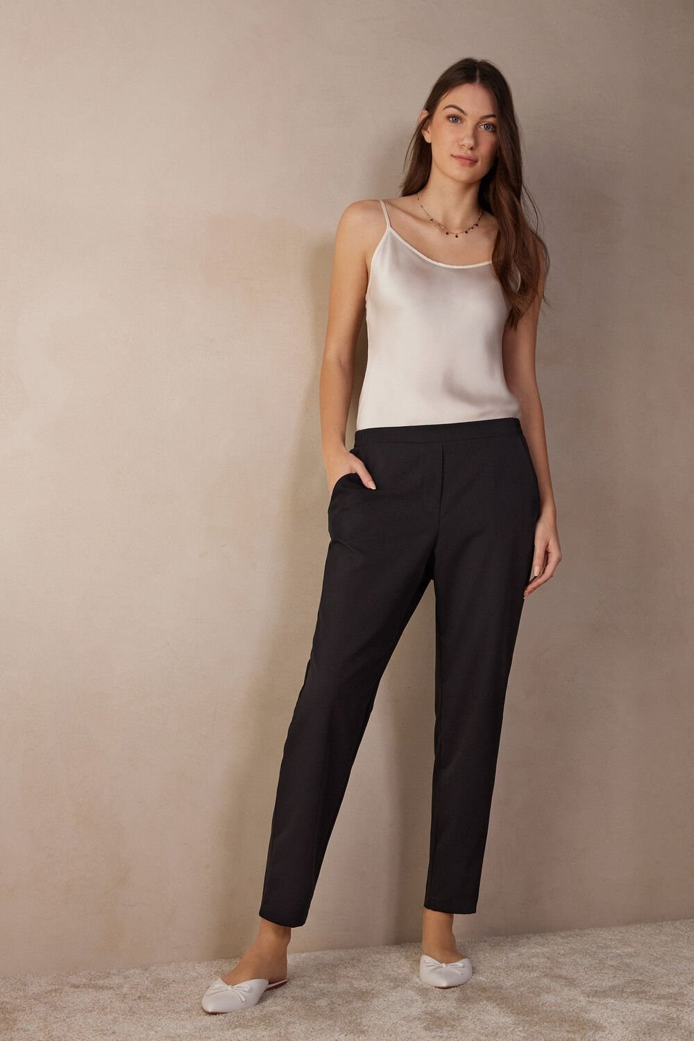 Intimissimi Full Length Pants with Pockets Zwart Zwart | 91723VODP