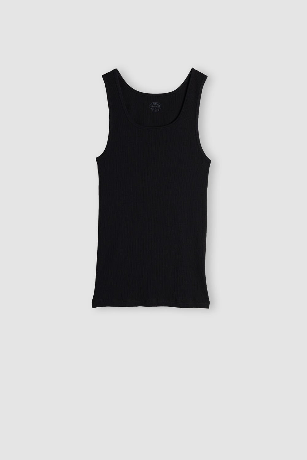 Intimissimi Geribbeld Supima Katoenen Tank Top Zwart Zwart | 08273UGKM