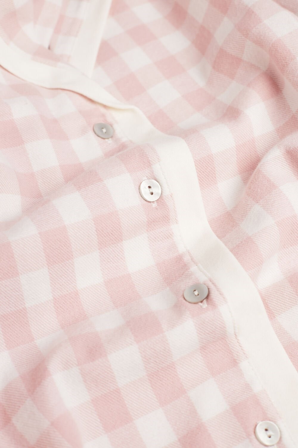 Intimissimi Gingham Lover Shirt in Brushed Cloth Wit Roze | 46502YMDC