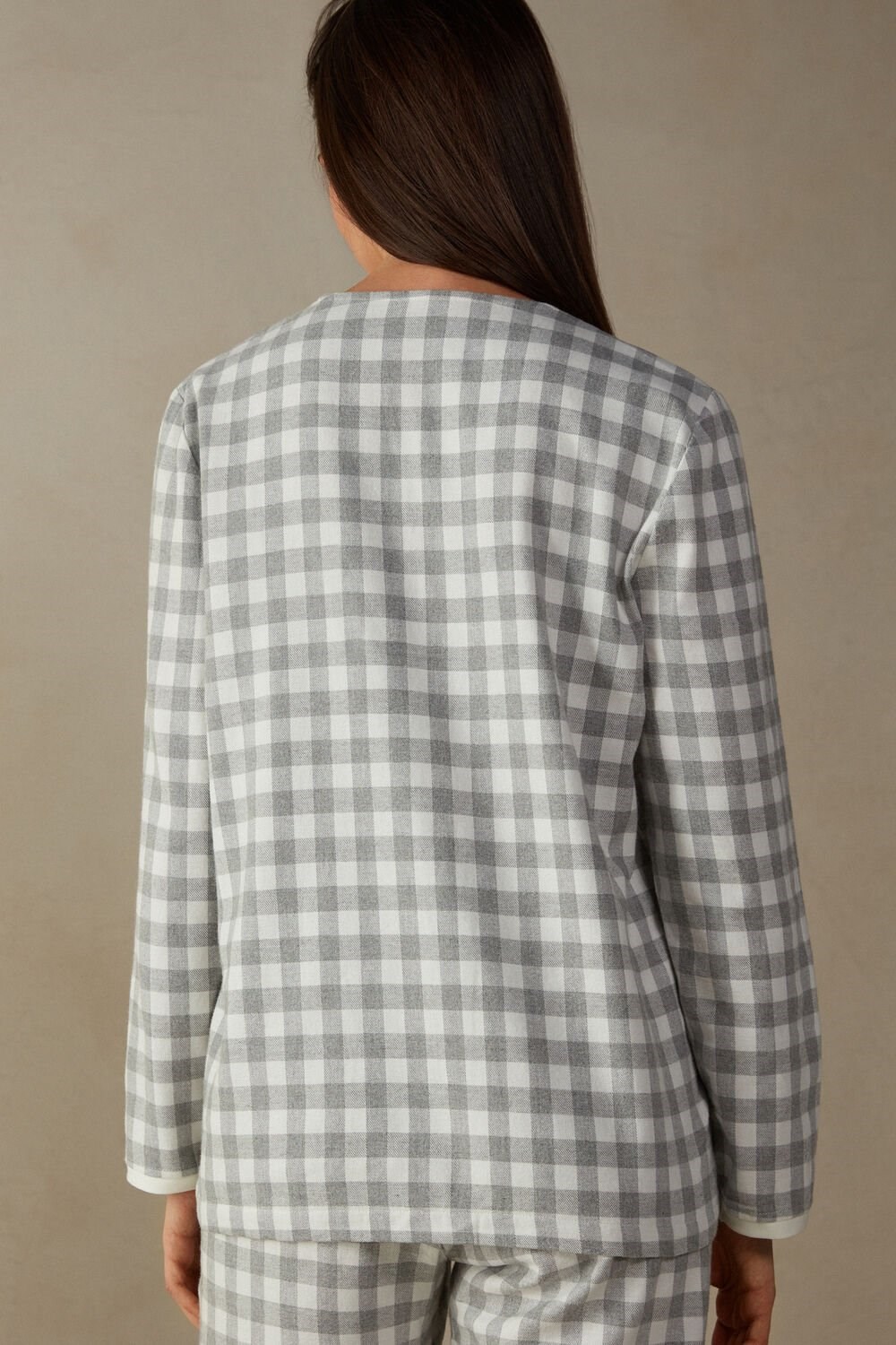 Intimissimi Gingham Lover Shirt in Brushed Cloth Wit Grijs | 85326SNMU