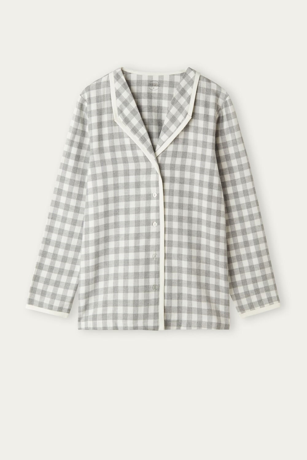 Intimissimi Gingham Lover Shirt in Brushed Cloth Wit Grijs | 85326SNMU