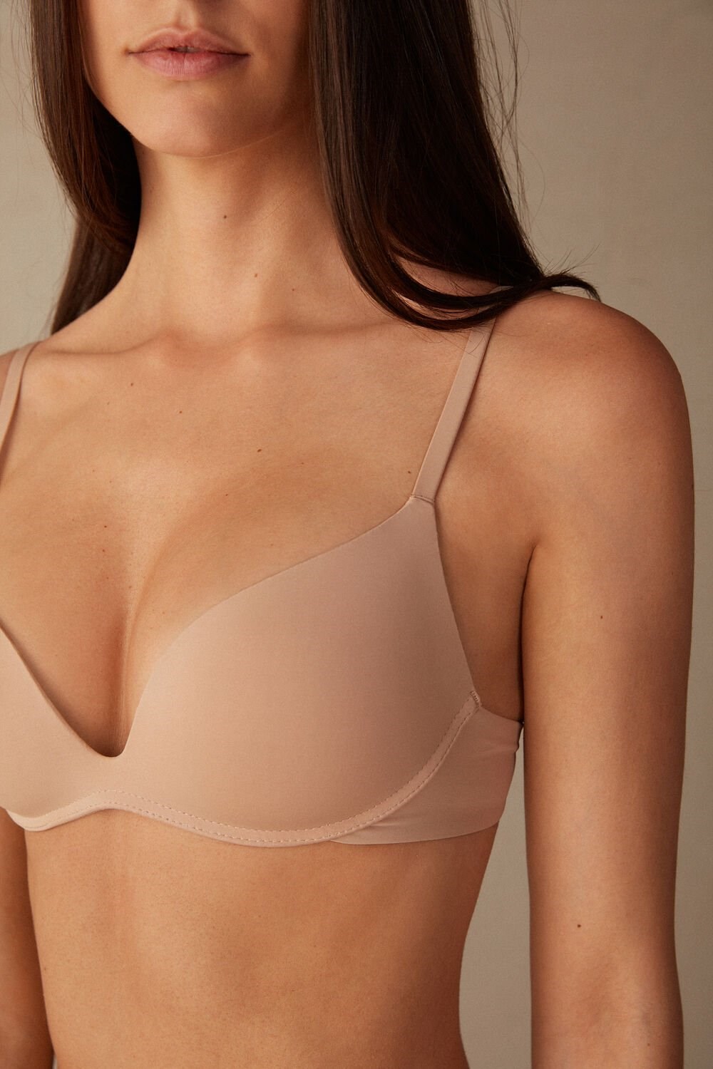 Intimissimi Gioia B Cup Microfiber Super Push-Up Bra Beige | 63418AWPU