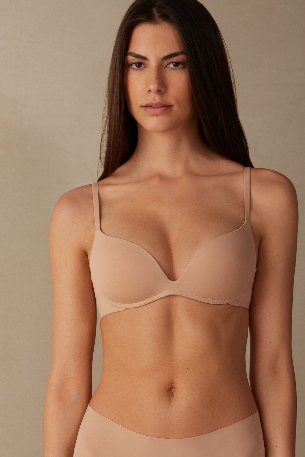 Intimissimi Gioia B Cup Microfiber Super Push-Up Bra Beige | 63418AWPU