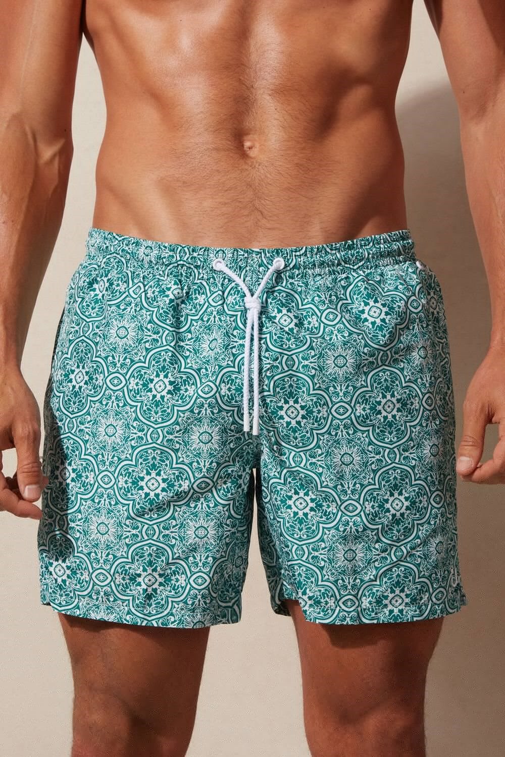 Intimissimi Green Majolica Print Swim Trunks Blauw Wit Groen | 80795IRMF