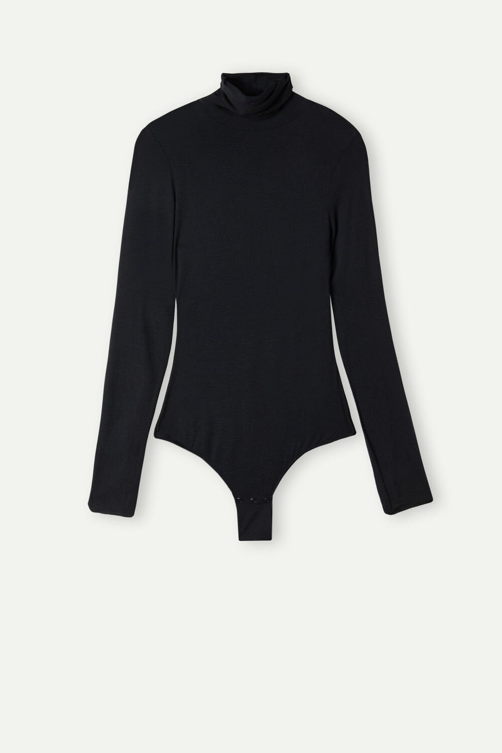 Intimissimi High Collar Bodysuit in Modal Ultralight with Cashmere Zwart Zwart | 34081TSAC