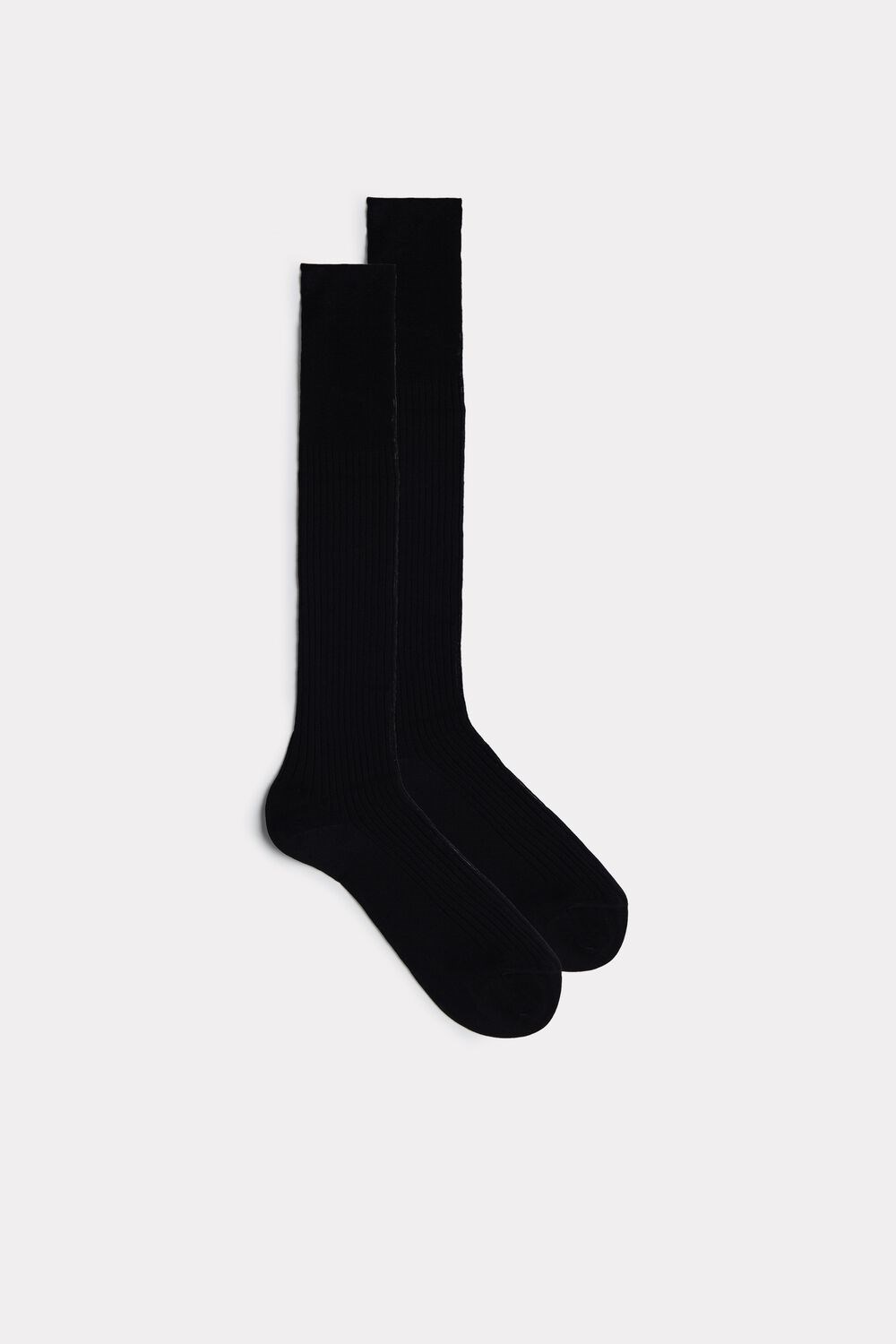 Intimissimi Hoge Geribbeld Egyptian Katoenen Socks Zwart Zwart | 47210ZANC