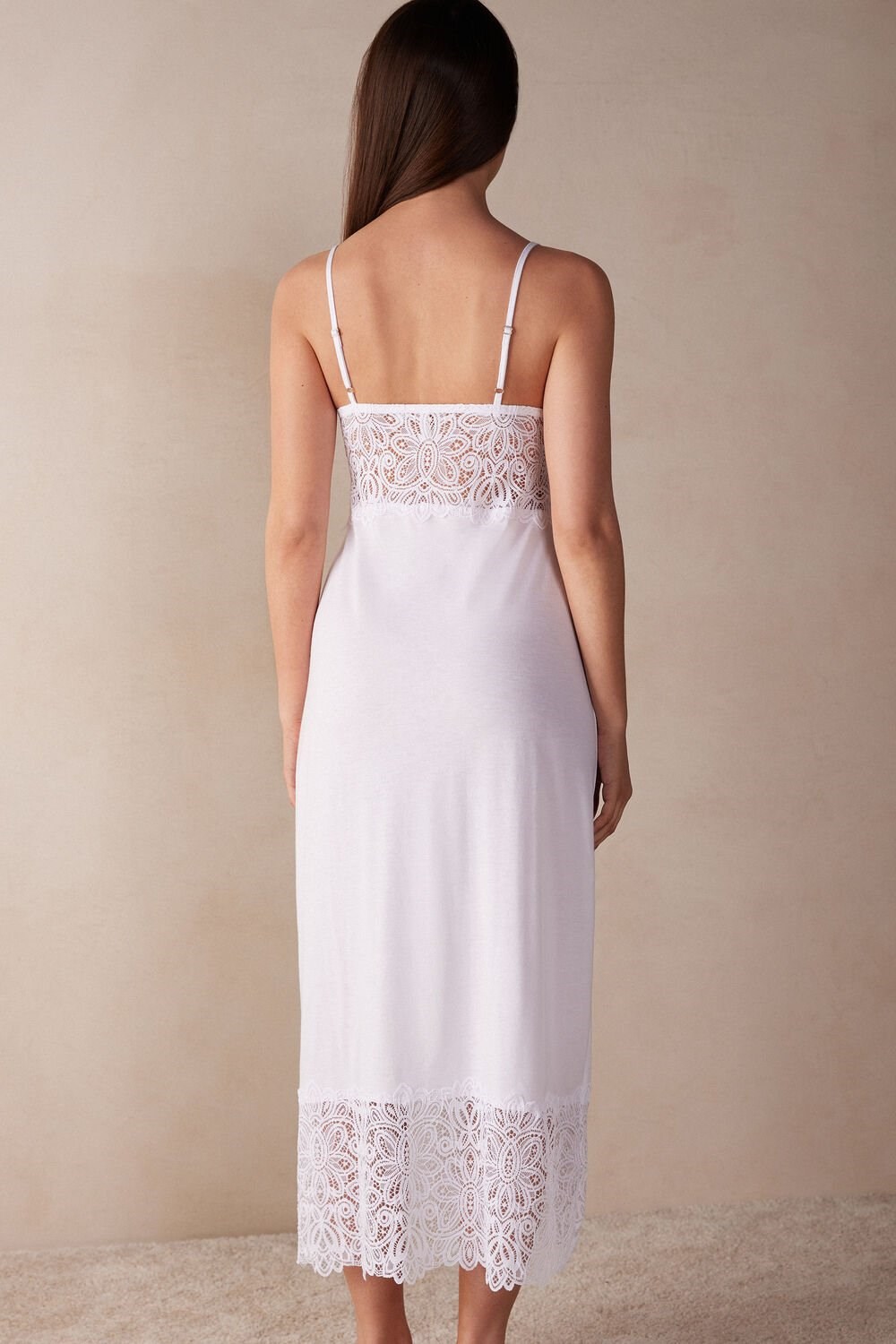 Intimissimi Hot Summer Days Long Nightgown in Supima® Ultrafresh Katoenen Wit Wit | 02147CBPQ