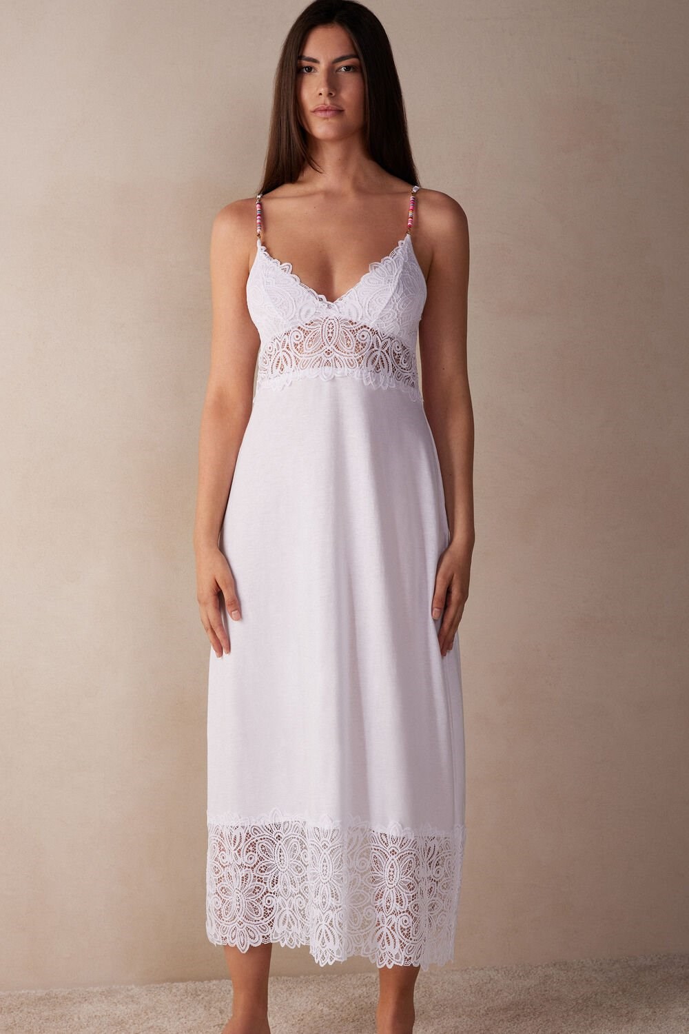 Intimissimi Hot Summer Days Long Nightgown in Supima® Ultrafresh Katoenen Wit Wit | 02147CBPQ