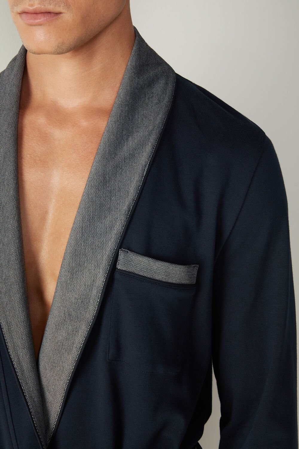 Intimissimi Interlock Katoenen Smoking Jacket Blauw Blauw | 91382CMOD