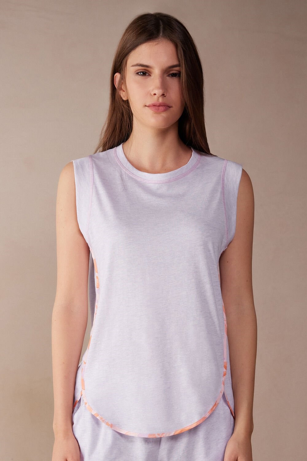 Intimissimi Iris and Apricot Ultrafresh Supima® Katoenen Tank Top Violet - 3059 - Bianco | 05973GQYD